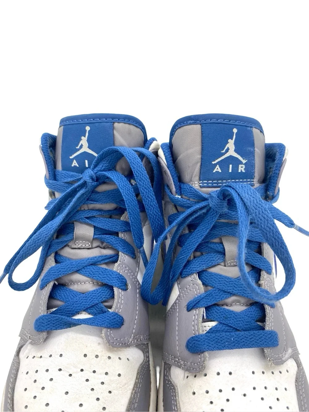 Nike Air Jordan 1 Mid Cement True Blue Boys Sneakers Size 5.5 Y